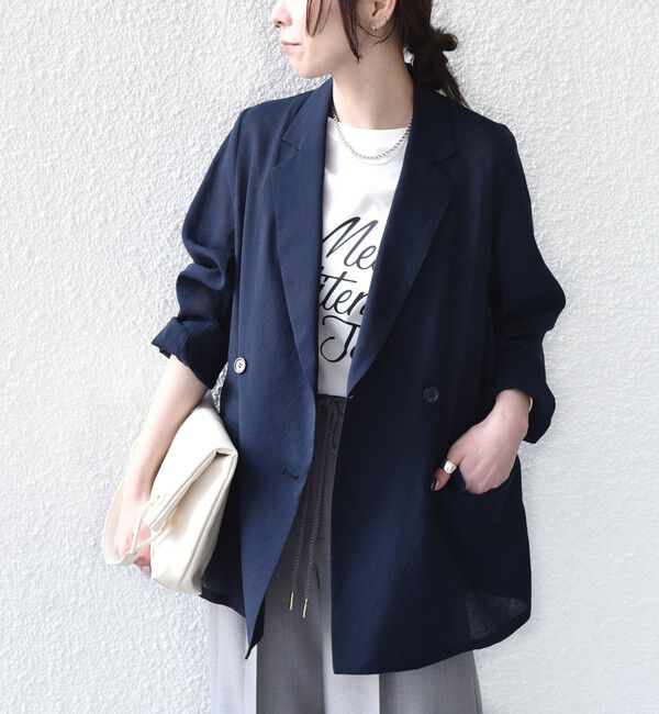 SHIPS Colors 「《一部追加予約》SHIPS Colors:〈手洗い可能〉シアー リネンライク ダブルジャケット◆」|テーラードジャケット|