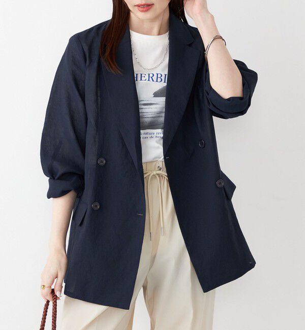 SHIPS Colors 「《一部追加予約》SHIPS Colors:〈手洗い可能〉シアー リネンライク ダブルジャケット◆」|テーラードジャケット|