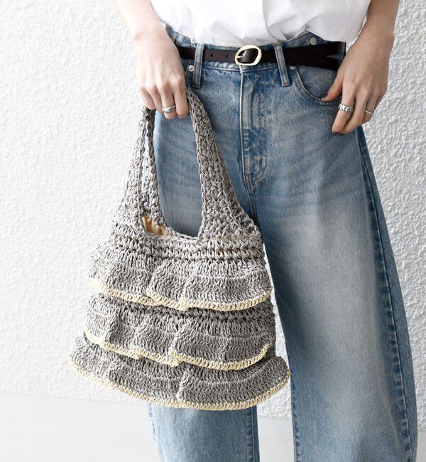 SHIPS any「【WEB限定】SHIPS any: バイカラー フリル ペーパー トート バッグ」|トートバッグ|