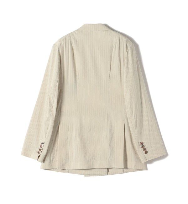 SHIPS for women「SHIPS Primary Navy Label:麻混 ストライプ ストレッチ ダブル ジャケット」|テーラードジャケット|