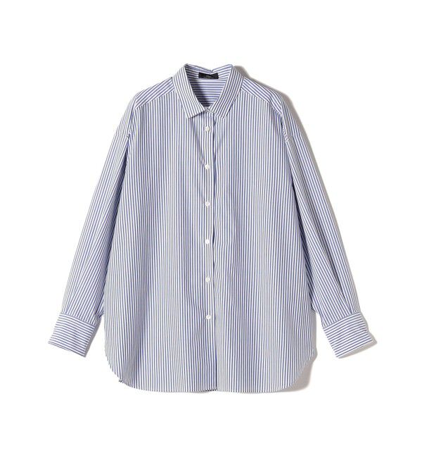 SHIPS for women「SHIPS Primary Navy Label:コットン タイプライター ビッグ シャツ」|シャツ・ブラウス|