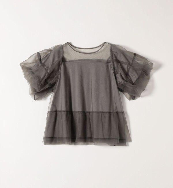 quaranciel「quaranciel:〈手洗い可能〉チュール パフスリーブ ドッキング プルオーバー」|Tシャツ・カットソー|