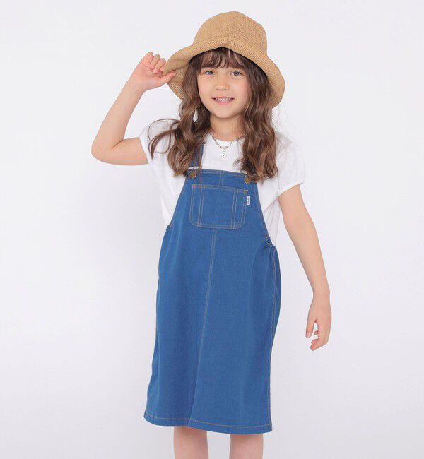 SHIPS KIDS「SHIPS KIDS:100～130cm / デニム オーバーオール スカート」|ジャンパースカート|