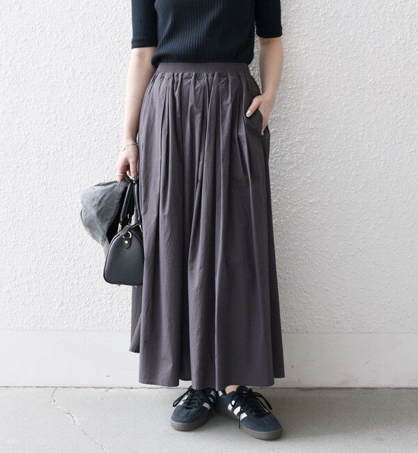 SHIPS any「SHIPS any:〈洗濯機可能〉ポプリン タック フレア ギャザー スカート」|フレア|