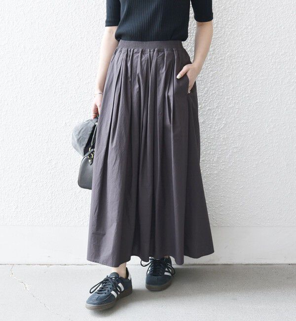 SHIPS any「SHIPS any:〈洗濯機可能〉ポプリン タック フレア ギャザー スカート」|フレア|