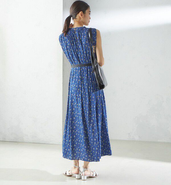 SHIPS for women「〈手洗い可能〉割繊 フラワー プリント ノースリーブ ワンピース」|ワンピース|