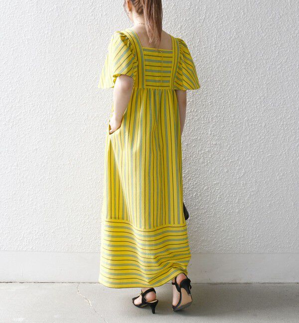 SHIPS any「SHIPS any:〈洗濯機可能〉ミニサッカー スクエアネック フレア ワンピース」|ワンピース|