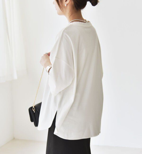 quaranciel「quaranciel:〈接触冷感/汗染み防止加工/洗濯機可能〉ラウンドヘム クルー ビッグ TEE」|Tシャツ・カットソー|