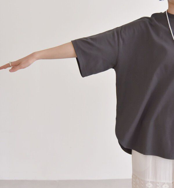 quaranciel「quaranciel:〈接触冷感/汗染み防止加工/洗濯機可能〉ラウンドヘム クルー ビッグ TEE」|Tシャツ・カットソー|