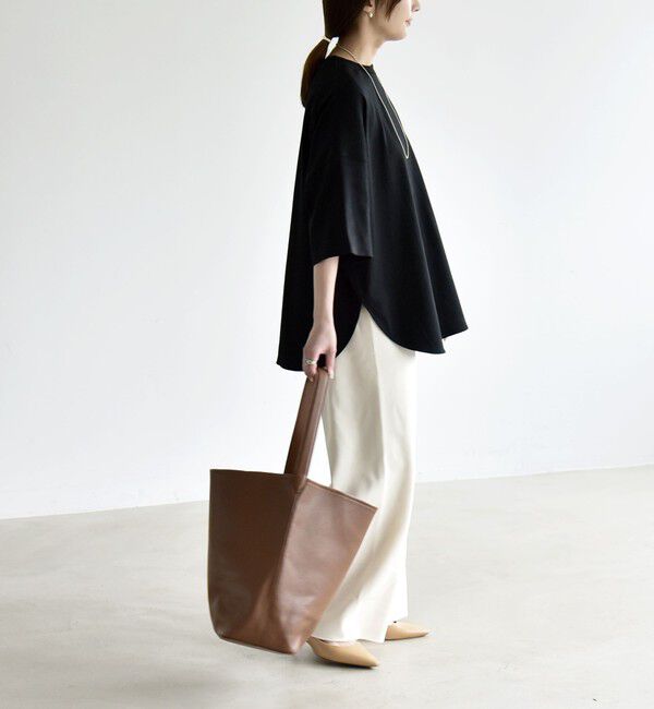 quaranciel「quaranciel:〈接触冷感/汗染み防止加工/洗濯機可能〉ラウンドヘム クルー ビッグ TEE」|Tシャツ・カットソー|