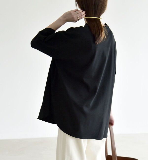 quaranciel「quaranciel:〈接触冷感/汗染み防止加工/洗濯機可能〉ラウンドヘム クルー ビッグ TEE」|Tシャツ・カットソー|