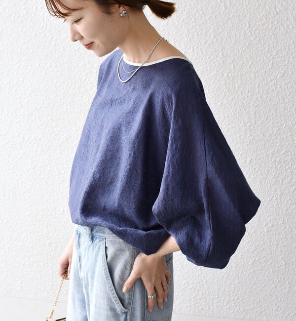 SHIPS any「《追加予約》SHIPS any:〈洗濯機可能〉フラワー ジャカード ドルマン パイピング ブラウス」|シャツ・ブラウス|