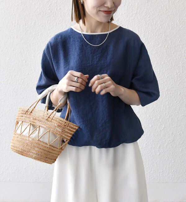 SHIPS any「《追加予約》SHIPS any:〈洗濯機可能〉フラワー ジャカード ドルマン パイピング ブラウス」|シャツ・ブラウス|