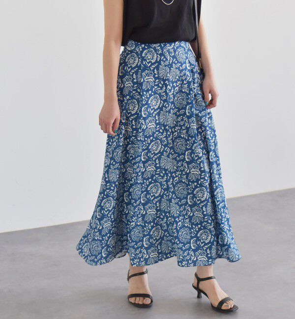 quaranciel「quaranciel:〈洗濯機可能〉フラワー プリント マーメイド ロング スカート」|スカート|