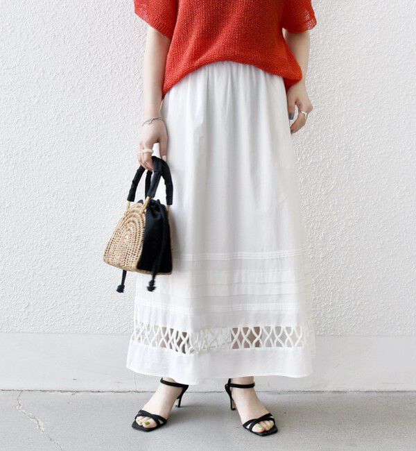 SHIPS any「SHIPS any:〈手洗い可能〉ロープ デザイン ギャザー フレア スカート」|スカート|ホワイト
