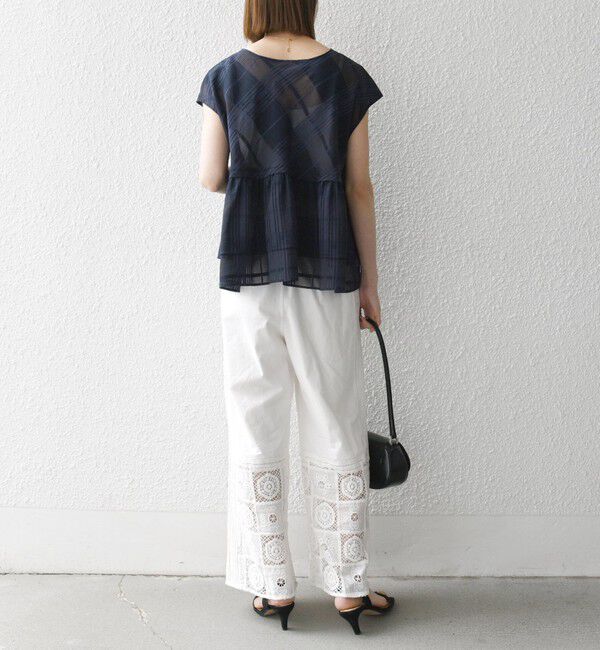 SHIPS any「SHIPS any:〈洗濯機可能〉シアー チェック ティアード ペプラム 2WAY ブラウス」|シャツ・ブラウス|