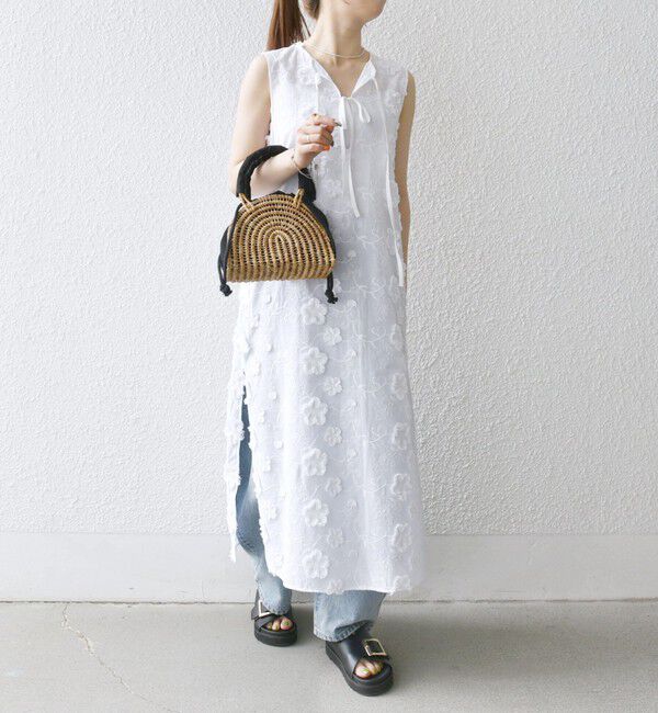 SHIPS any「SHIPS any:〈手洗い可能〉3D フラワー エンブロイダリー ロング ワンピース」|ワンピース|