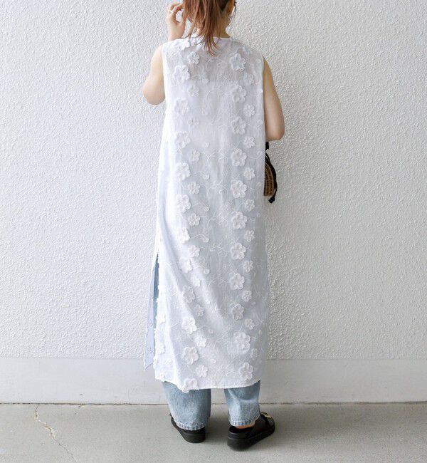 SHIPS any「SHIPS any:〈手洗い可能〉3D フラワー エンブロイダリー ロング ワンピース」|ワンピース|