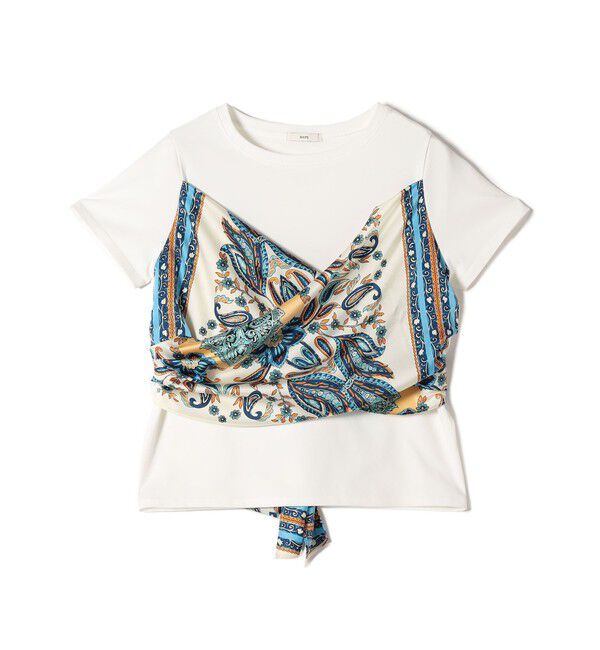 SHIPS for women「【WEB限定】〈手洗い可能〉スカーフ コンビ TEE」|Tシャツ・カットソー|