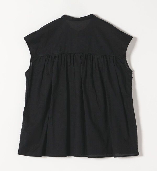 quaranciel「quaranciel:〈手洗い可能〉コットンボイル シアー ギャザー バンドカラー シャツ ブラウス」|シャツ・ブラウス|