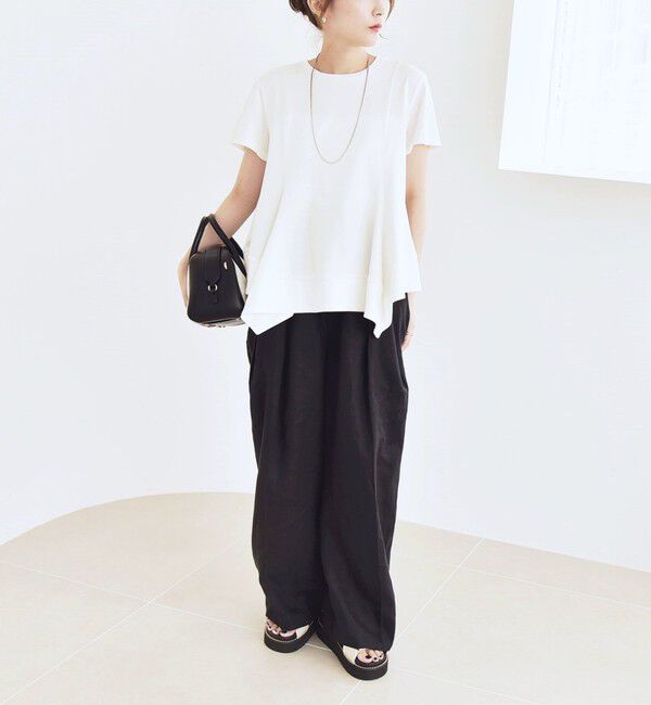 quaranciel「quaranciel:〈手洗い可能〉ハンカチーフヘム フレア クルーネック TEE」|Tシャツ・カットソー|