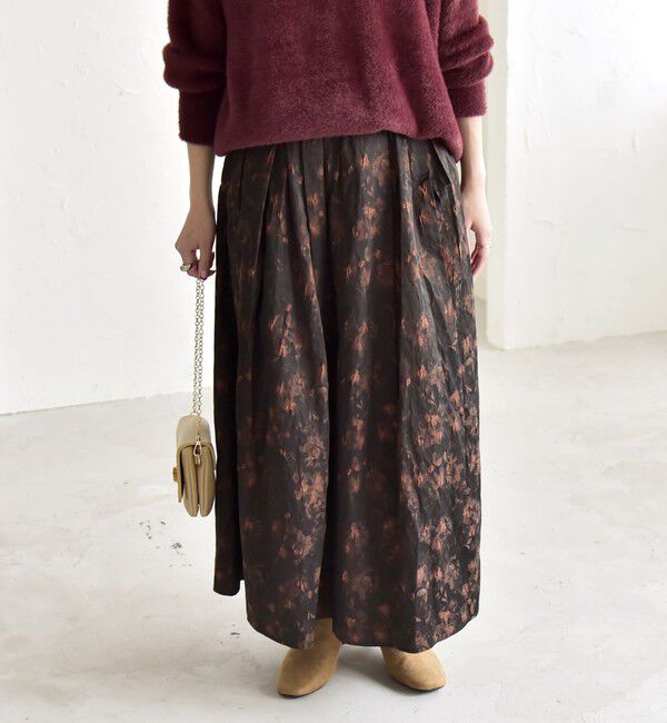 quaranciel「quaranciel:〈洗濯機可能〉フラワー ジャカード タック ギャザー フレア スカート」|フレア|