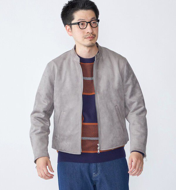 SHIPS「SHIPS: ポリエステル フェイク スエード シングル ライダース」|ライダースジャケット|