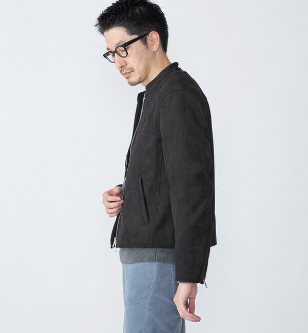 SHIPS「SHIPS: ポリエステル フェイク スエード シングル ライダース」|ライダースジャケット|