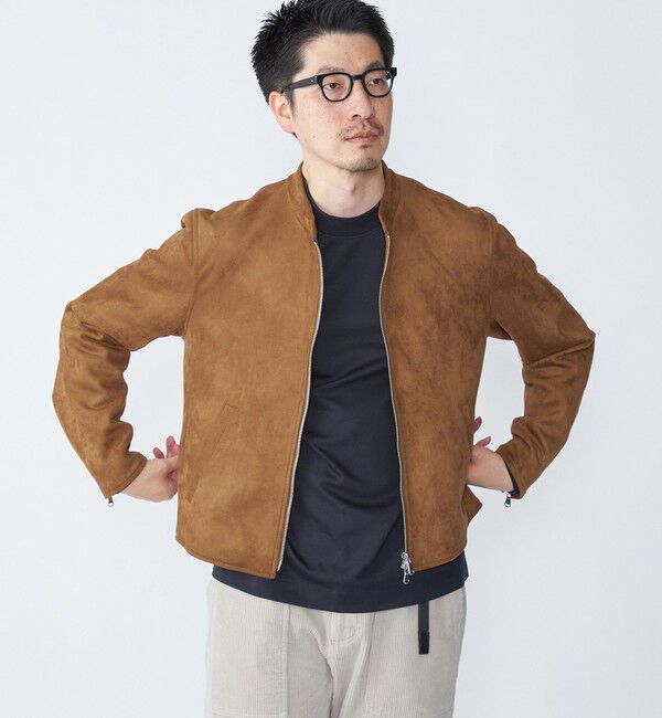 SHIPS「SHIPS: ポリエステル フェイク スエード シングル ライダース」|ライダースジャケット|