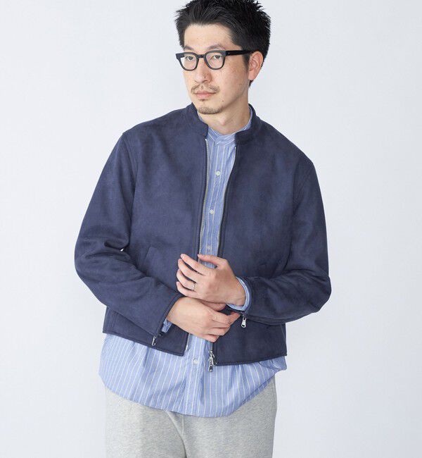 SHIPS「SHIPS: ポリエステル フェイク スエード シングル ライダース」|ライダースジャケット|