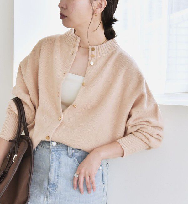 quaranciel「quaranciel: AQUA カシミヤ ミックス 2way ハイネック カーディガン」|カーディガン|ベージュ