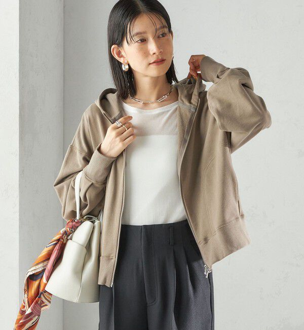 SHIPS for women「ミニ 裏毛 ジップ アップ フーディ」|パーカー|