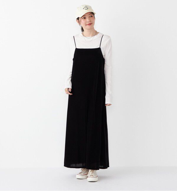 SHIPS Colors 「SHIPS Colors:〈手洗い可能〉ポリエステルベロア キャミ ワンピース」|ワンピース|