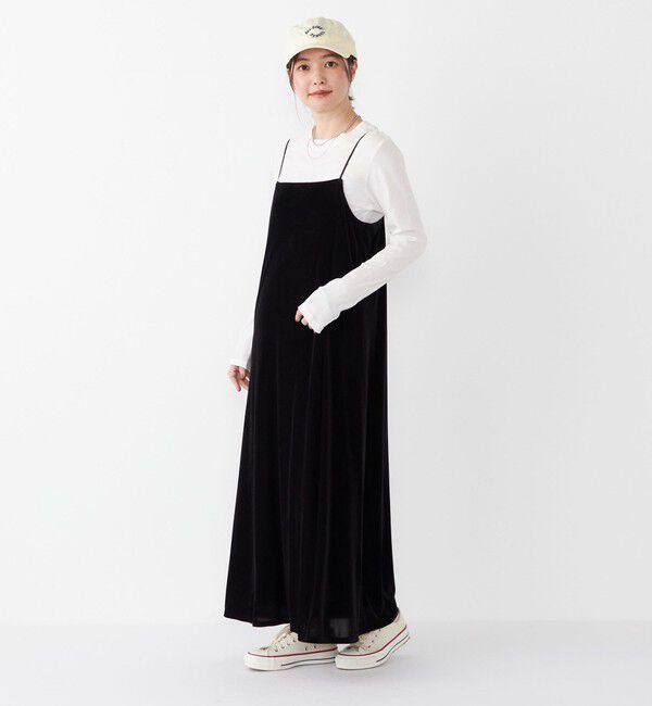 SHIPS Colors 「SHIPS Colors:〈手洗い可能〉ポリエステルベロア キャミ ワンピース」|ワンピース|