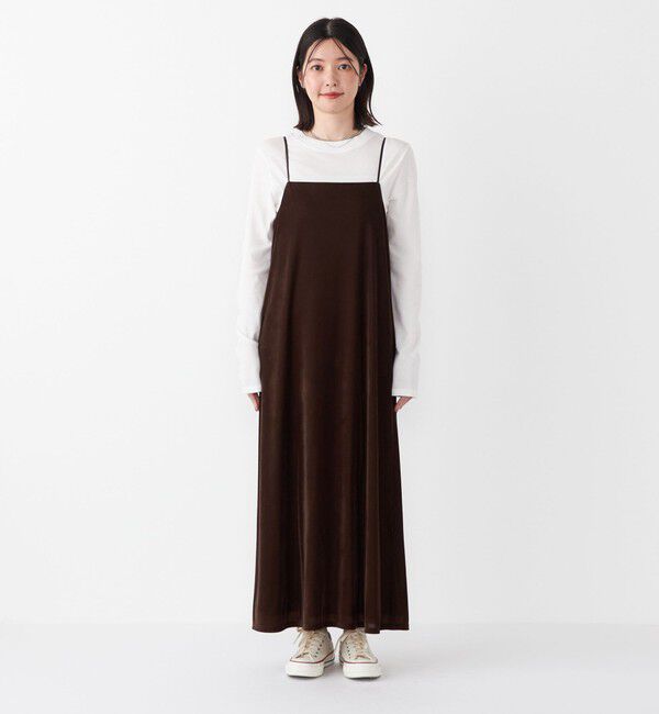 SHIPS Colors 「SHIPS Colors:〈手洗い可能〉ポリエステルベロア キャミ ワンピース」|ワンピース|