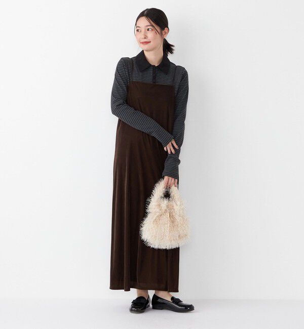 SHIPS Colors 「SHIPS Colors:〈手洗い可能〉ポリエステルベロア キャミ ワンピース」|ワンピース|