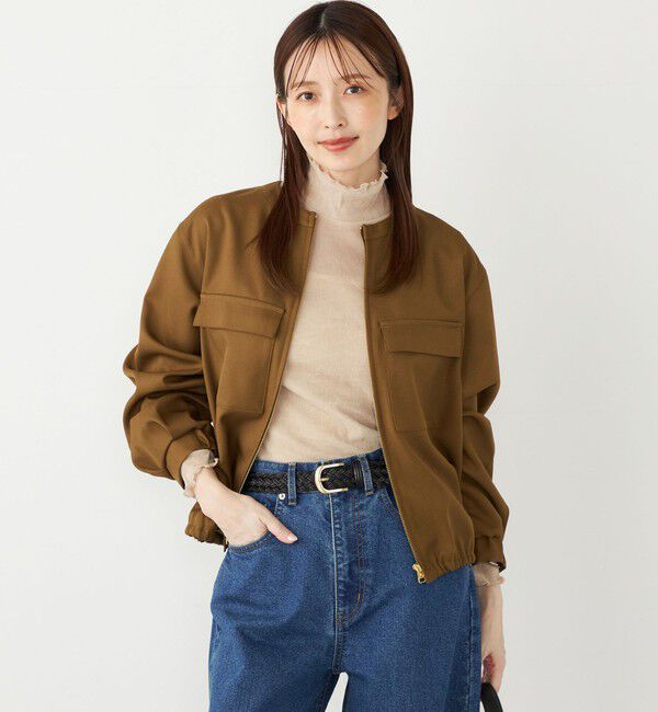 SHIPS Colors 「SHIPS Colors:〈手洗い可能〉ツイル ノーカラー ジップブルゾン」|ブルゾン・スタジャン|