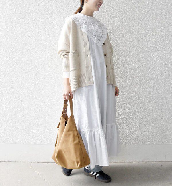 SHIPS any「bon_meur:〈洗濯機可能〉レース ビッグカラー ギャザー パフ シャツワンピース」|ワンピース|