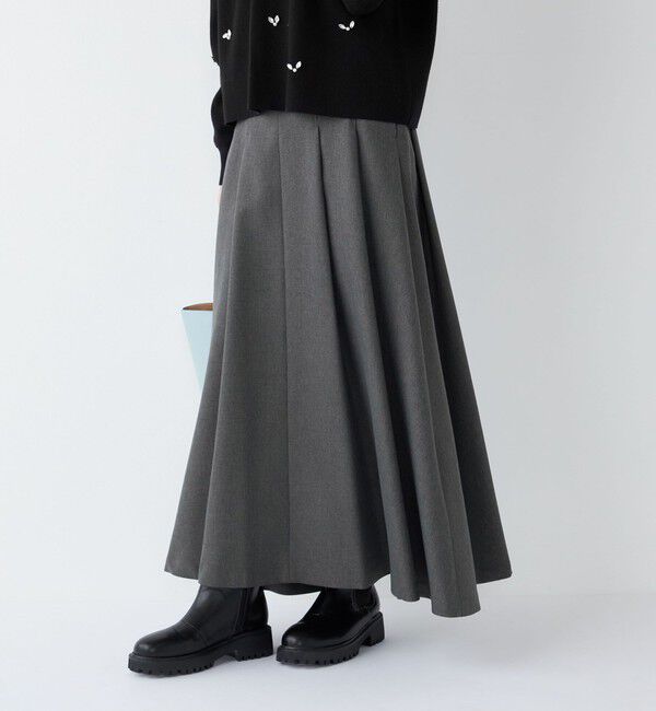 SHIPS Colors 「SHIPS Colors:〈手洗い可能〉カルゼ フレア マキシ スカート」|フレア|ダークグレー