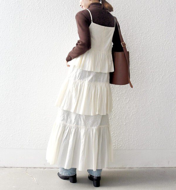 SHIPS any「bon_meur:〈洗濯機可能〉ロゴ エンブロイダリー ティアード キャミ ワンピース」|ワンピース|