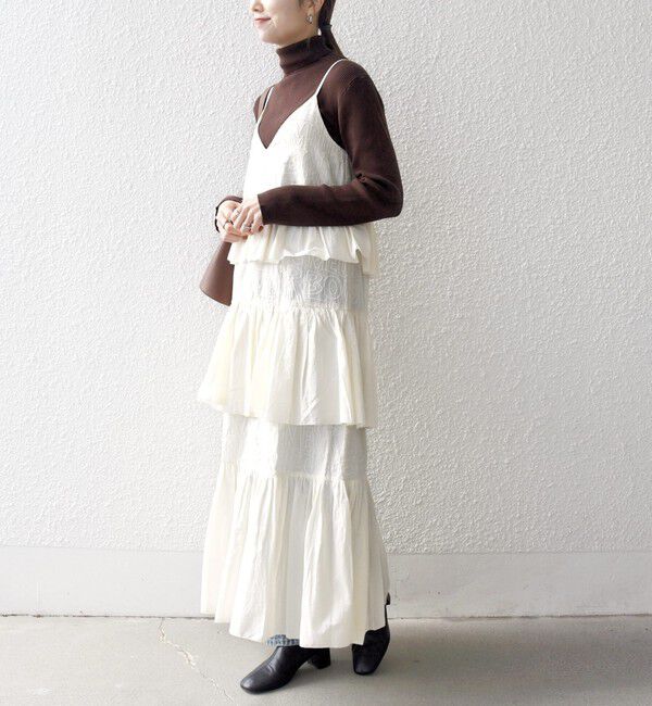 SHIPS any「bon_meur:〈洗濯機可能〉ロゴ エンブロイダリー ティアード キャミ ワンピース」|ワンピース|