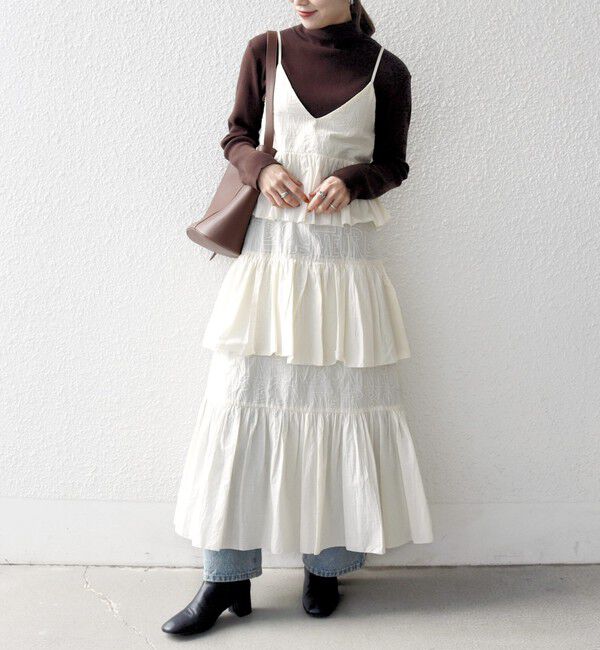 SHIPS any「bon_meur:〈洗濯機可能〉ロゴ エンブロイダリー ティアード キャミ ワンピース」|ワンピース|