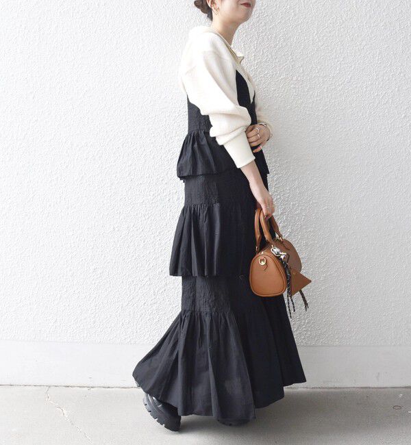 SHIPS any「bon_meur:〈洗濯機可能〉ロゴ エンブロイダリー ティアード キャミ ワンピース」|ワンピース|