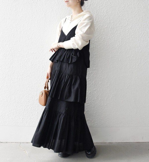 SHIPS any「bon_meur:〈洗濯機可能〉ロゴ エンブロイダリー ティアード キャミ ワンピース」|ワンピース|