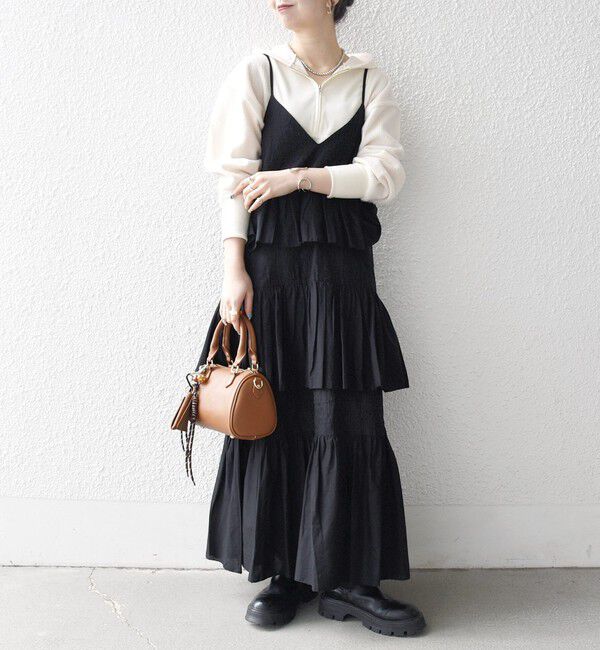 SHIPS any「bon_meur:〈洗濯機可能〉ロゴ エンブロイダリー ティアード キャミ ワンピース」|ワンピース|