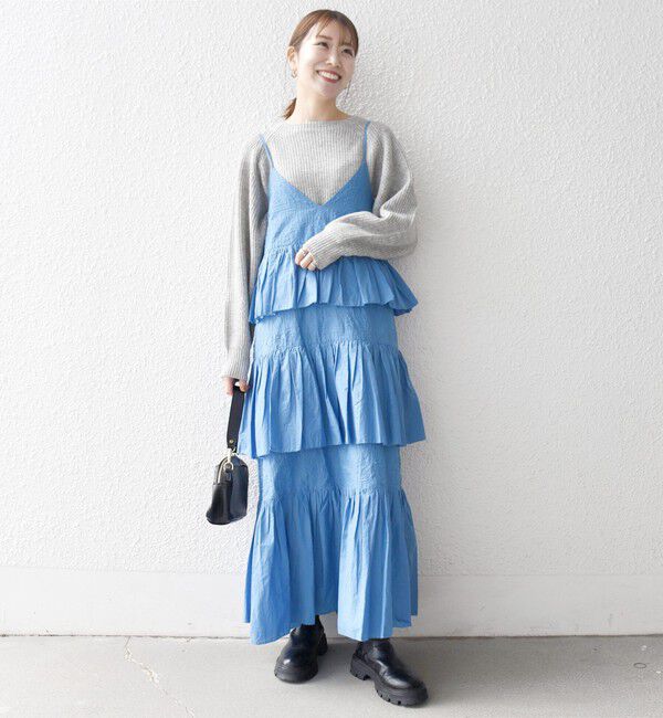 SHIPS any「bon_meur:〈洗濯機可能〉ロゴ エンブロイダリー ティアード キャミ ワンピース」|ワンピース|