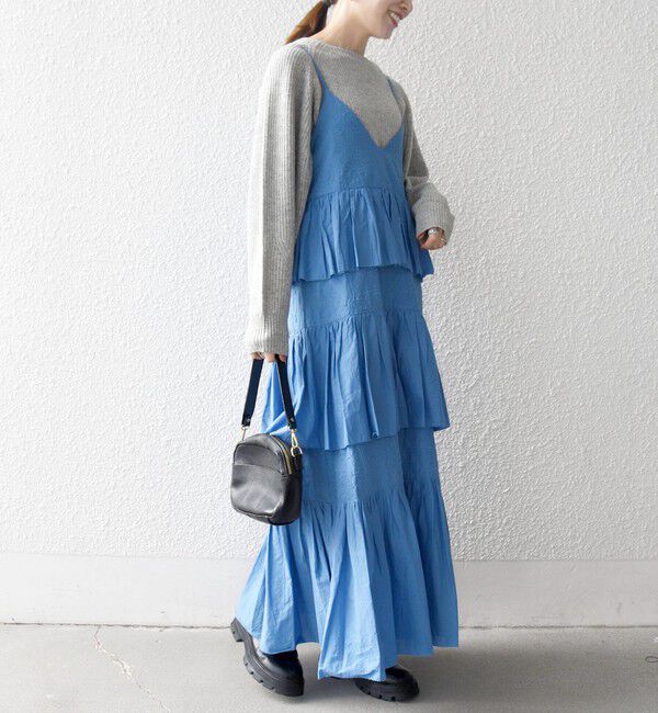 SHIPS any「bon_meur:〈洗濯機可能〉ロゴ エンブロイダリー ティアード キャミ ワンピース」|ワンピース|