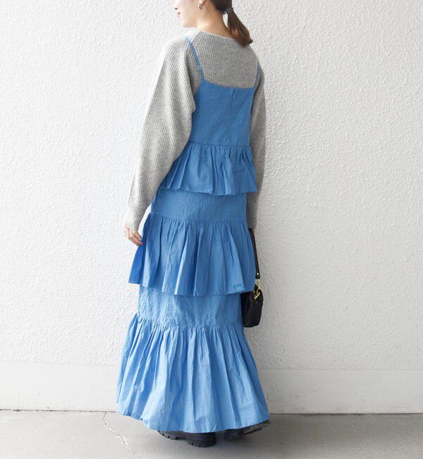 SHIPS any「bon_meur:〈洗濯機可能〉ロゴ エンブロイダリー ティアード キャミ ワンピース」|ワンピース|