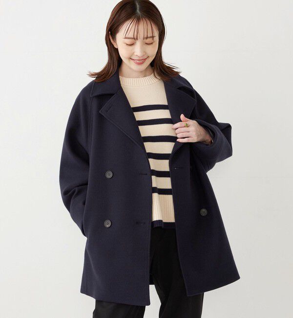 SHIPS Colors 「SHIPS Colors:〈手洗い可能〉ジャージーメルトン ピーコート 2◇」|ピーコート|ネイビー