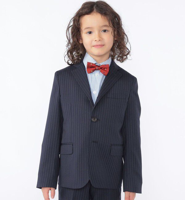 SHIPS KIDS「SHIPS KIDS:110～130cm /セレモニー ネイビー ストライプ ジャケット」|スーツ|
